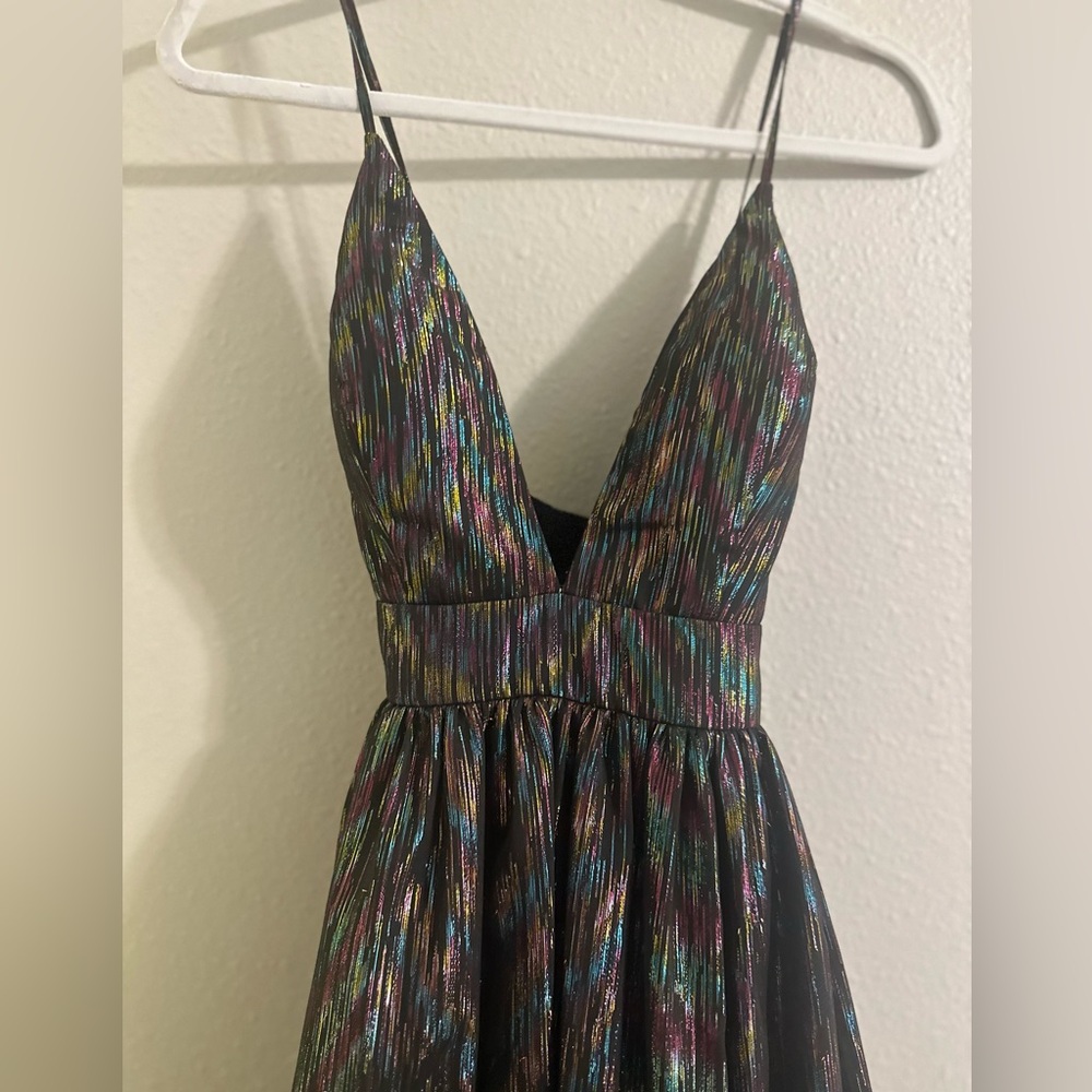 Aidan by Aidan Mattox Black Dress with Metalic Colors - Picture 5 of 15